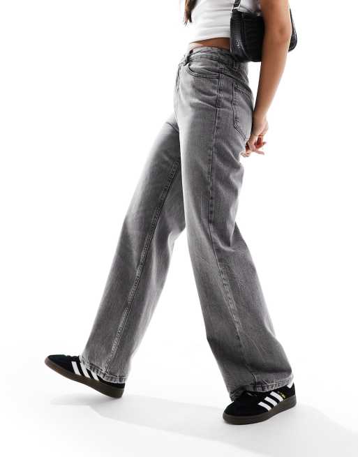 ASOS DESIGN wide leg dad jean in grey ASOS