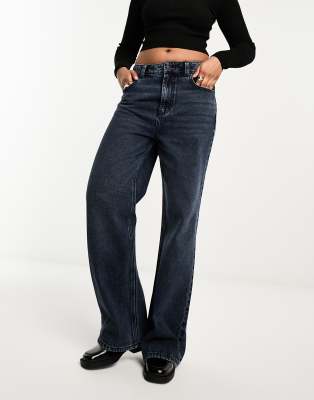 ASOS DESIGN wide leg dad jeans in blue black