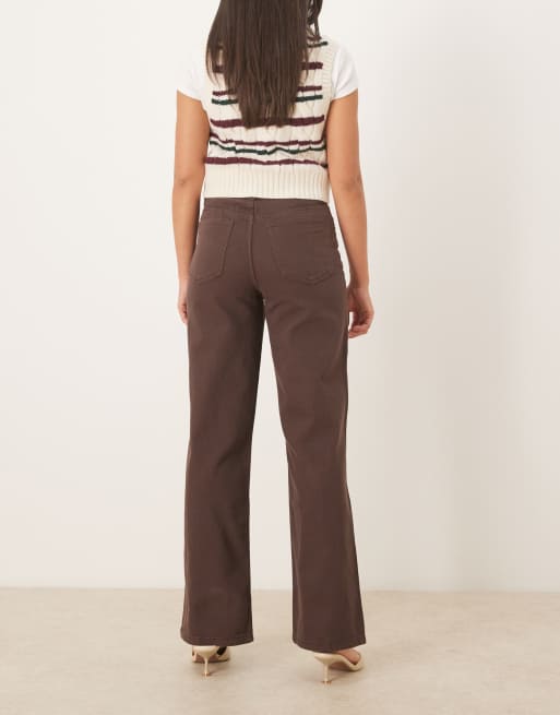 ASOS DESIGN wide leg dad jeans in chocolate