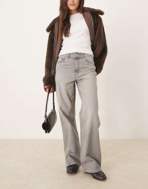 ASOS DESIGN wide leg dad jeans in gray - view 1