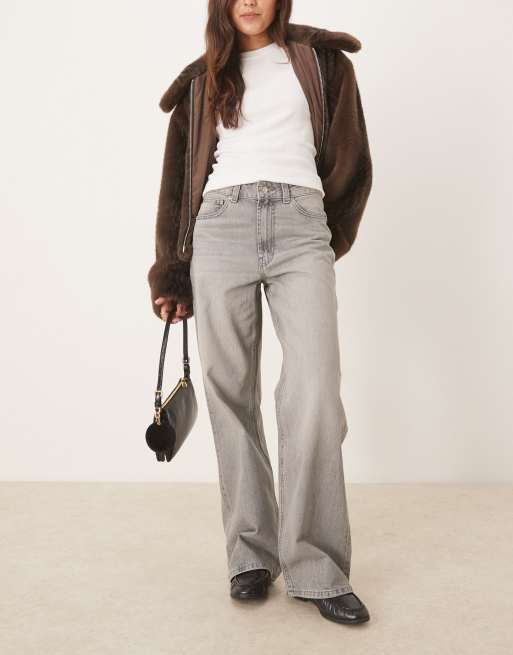 ASOS DESIGN wide leg dad jeans in gray, 3 of 5
