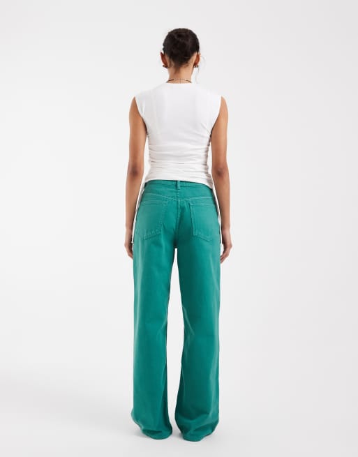 ASOS DESIGN wide leg dad jeans in green, 3 of 5