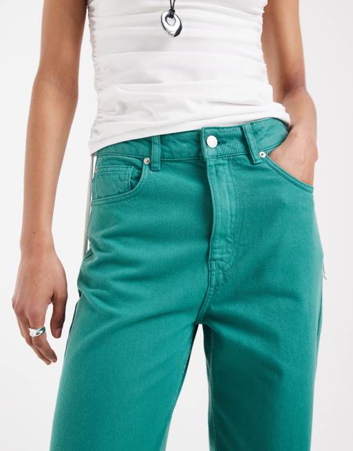ASOS DESIGN wide leg dad jeans in green, 4 of 5