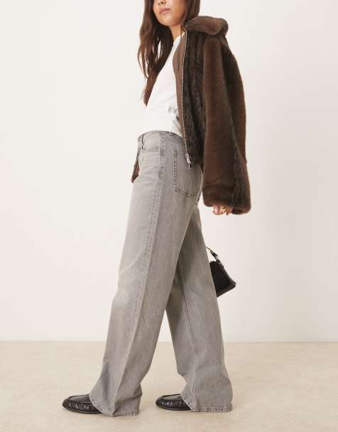 ASOS DESIGN wide leg dad jeans in grey