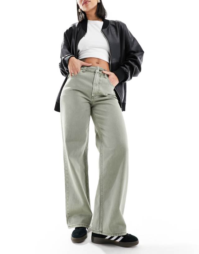 ASOS DESIGN - wide leg dad jeans in sage