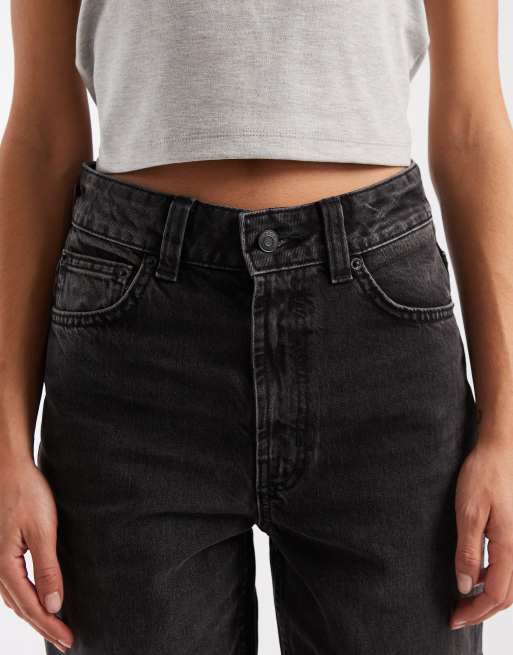ASOS DESIGN wide leg dad jeans in washed black