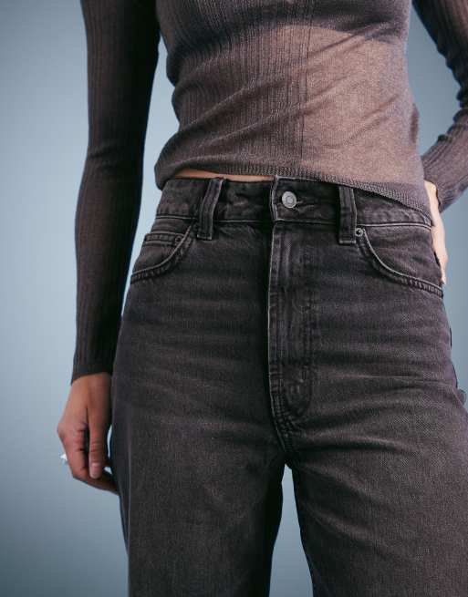 ASOS DESIGN wide leg dad jeans in washed black