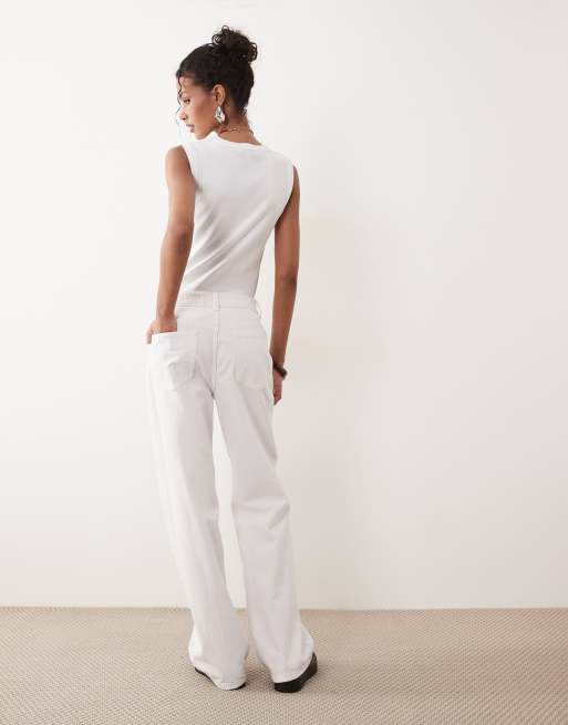 ASOS DESIGN wide leg dad jeans in white, 4 of 5