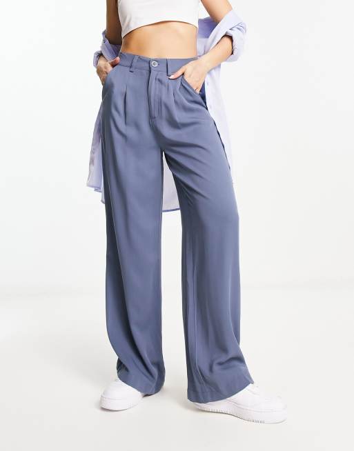 ASOS DESIGN wide leg dad pants in blue 
