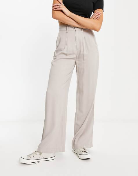 ASOS DESIGN wide leg dad pants in stone - view 1