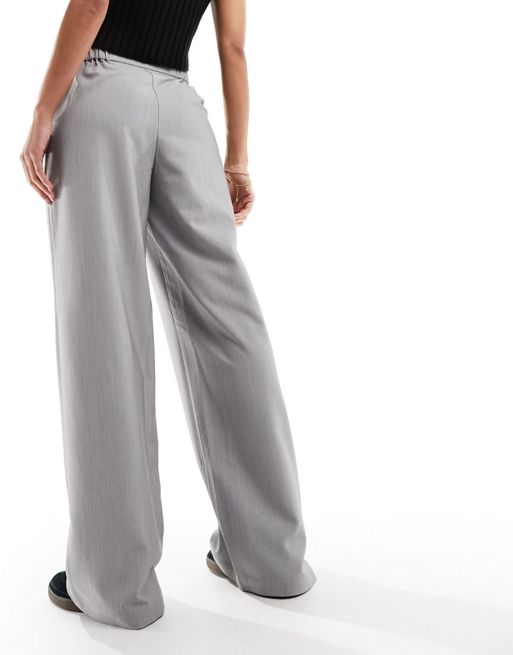 ASOS DESIGN Tall formal wide leg trouser in grey