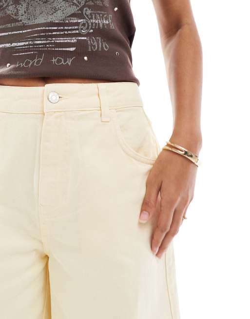 ASOS DESIGN wide leg denim jorts in brown