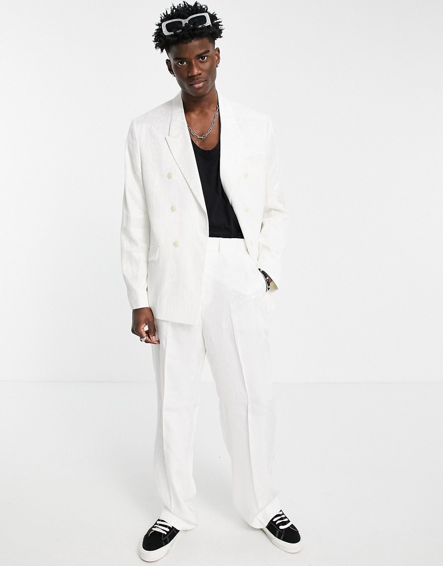 ASOS DESIGN wide leg drape suit pants in white