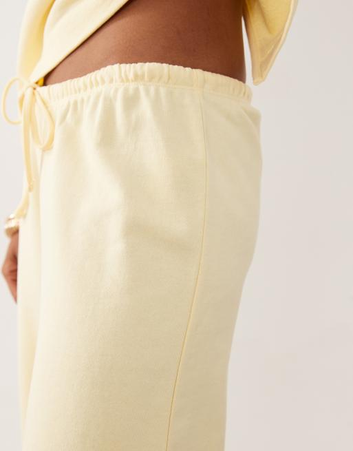 ASOS DESIGN wide leg drawstring pants in buttermilk yellow (part of a set), 5 of 5