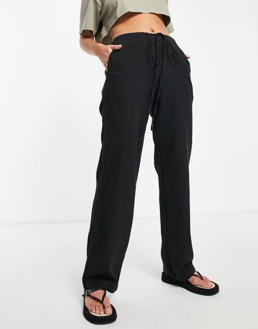 Wide leg drawstring linen on sale pants