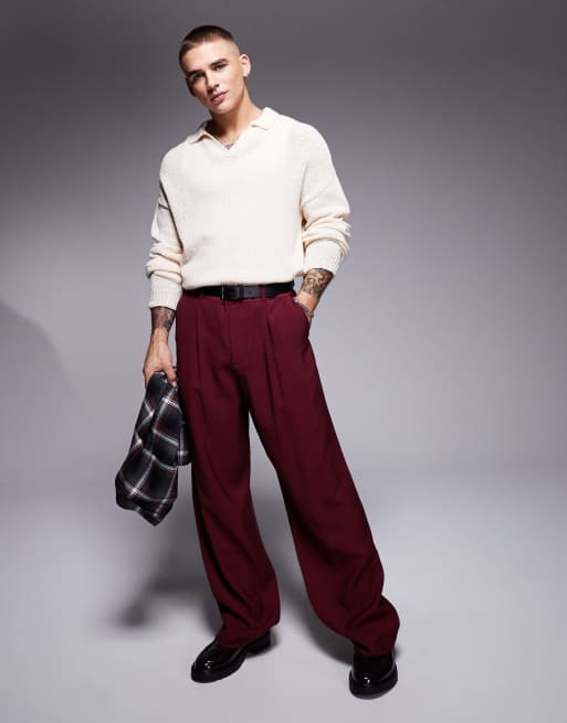 burgundy dress pants The Ultimate Guide to Pants: How to Style Burgundy Whether youre heading to the office Kent & Park Mens Solid