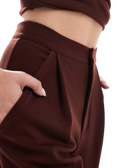 ASOS DESIGN wide leg dress pants in chocolate