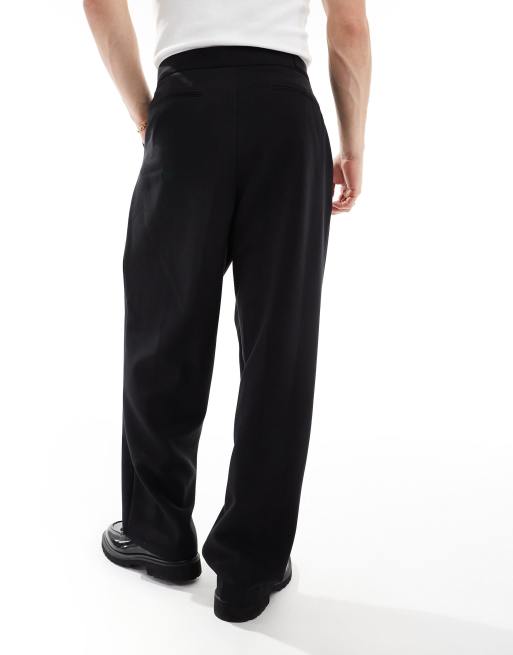 ASOS DESIGN wide leg dress pants with crossover side belt in
