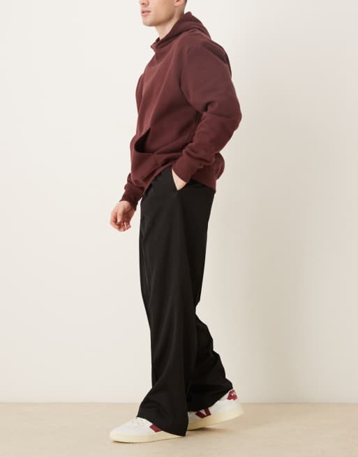 ASOS DESIGN wide leg dress pants with double pleats and exposed buttons in black, 3 of 5