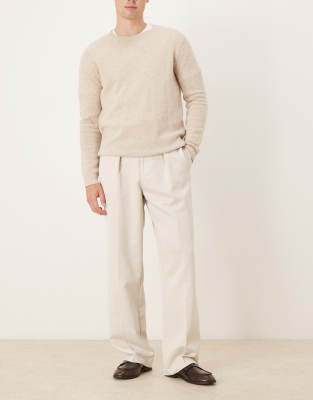 Asos Design Wide Leg Dress Pants With Double Pleats