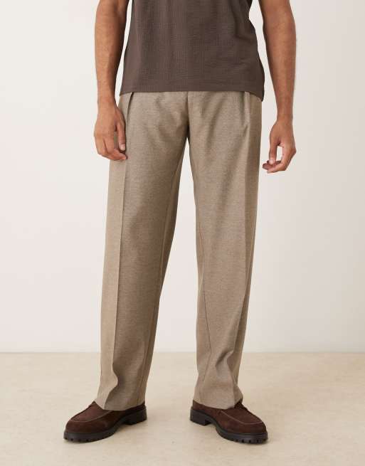 ASOS DESIGN wide leg dress pants with front pleats in pebble texture