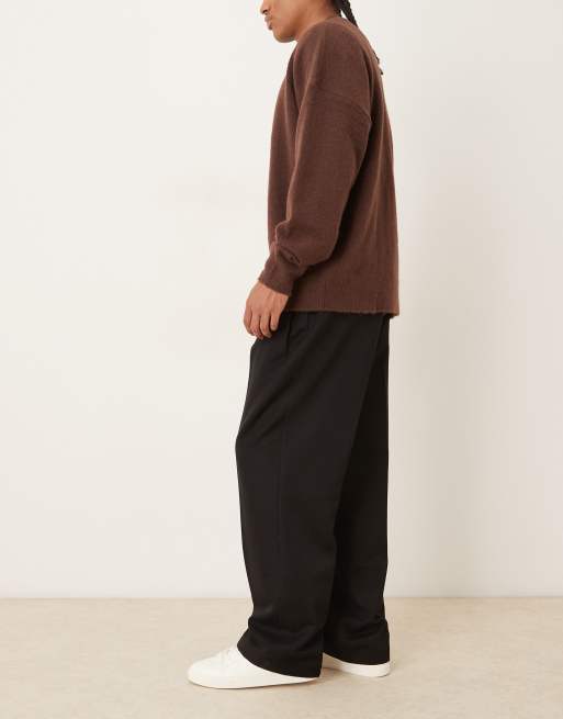 ASOS DESIGN wide leg dress pants with side pleats in black, 3 of 5