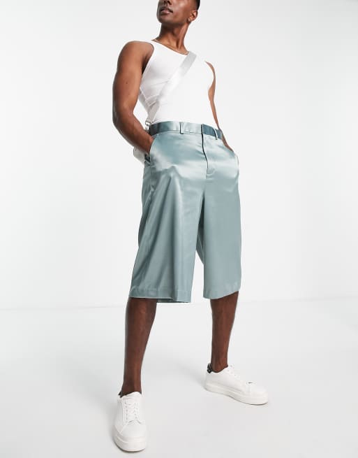 ASOS DESIGN extra long wide shorts in forest green