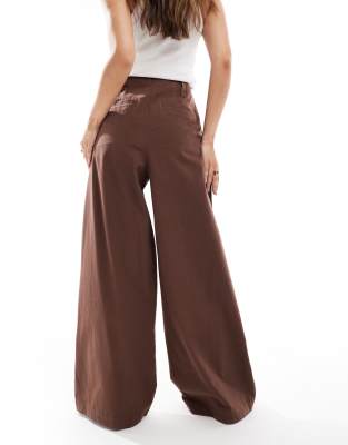 Asos Design Wide Leg Flannel Pants In Multi