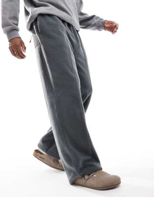 wide leg fleece sweatpants in gray