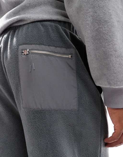 ASOS DESIGN wide leg fleece sweatpants in gray