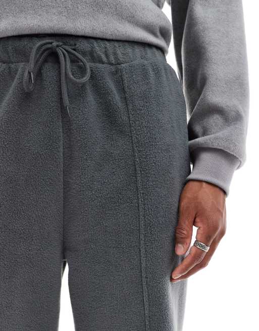 ASOS DESIGN wide leg fleece sweatpants in gray