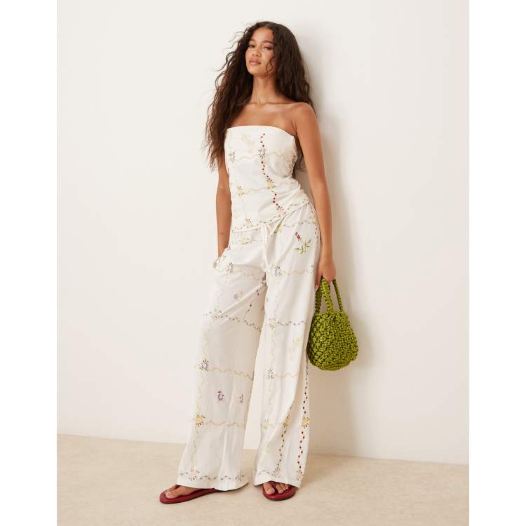【GRAVER】White Flower Dot Embroidery Wide Balloon Trousers 208129720-1-white?$n_750w$&wid