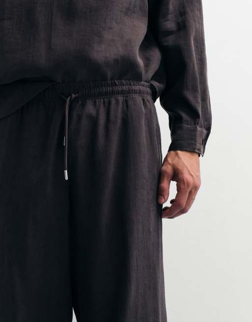 ASOS DESIGN wide leg flowing pants in brown - part of a set, 2 of 5