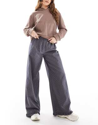 Asos Design Wide Leg Frill Hem Pants In Multi