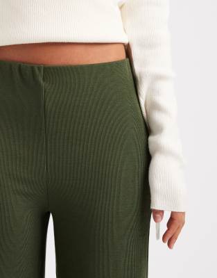 Asos Design Wide Leg Heavyweight Rib Knit Pants In White