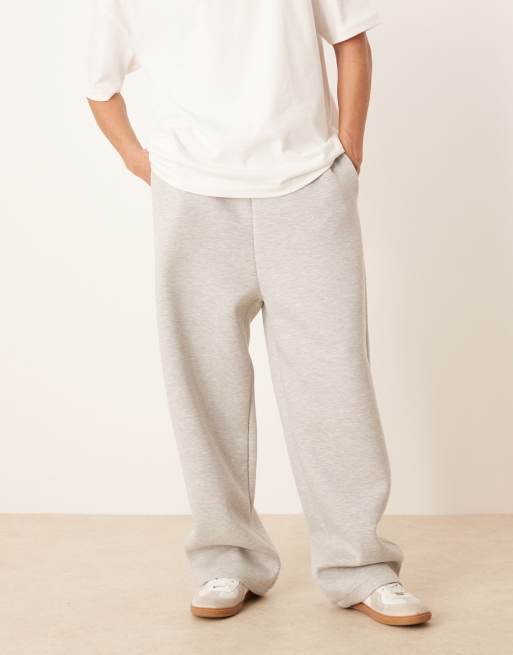 ASOS DESIGN wide leg heavyweight scuba jogger in grey marl
