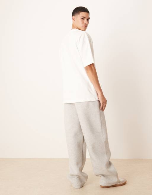 ASOS DESIGN wide leg heavyweight scuba jogger in grey marl