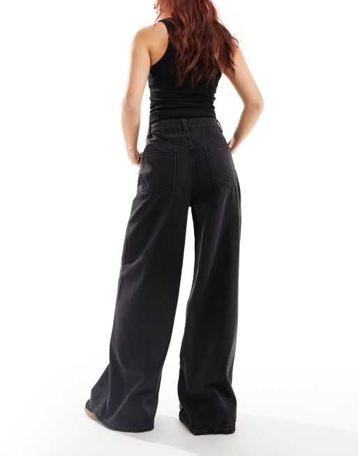 ASOS DESIGN wide leg jean in black BLACK ASOS
