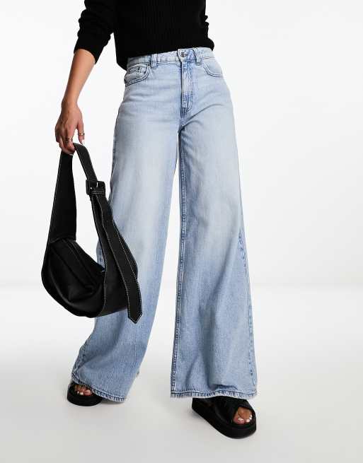 ASOS DESIGN wide leg jean in mid blue - MBLUE