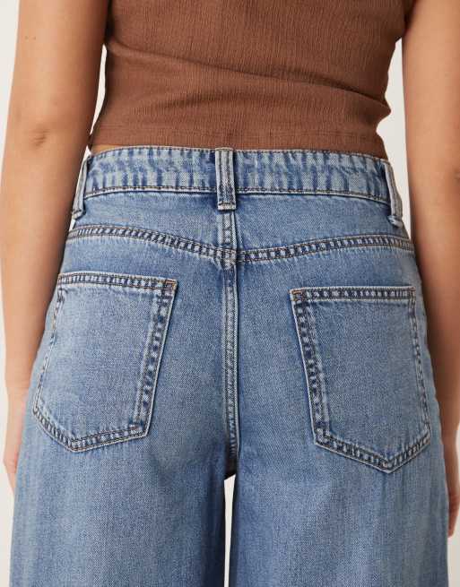 ASOS DESIGN soft wide leg jean in midwash blue