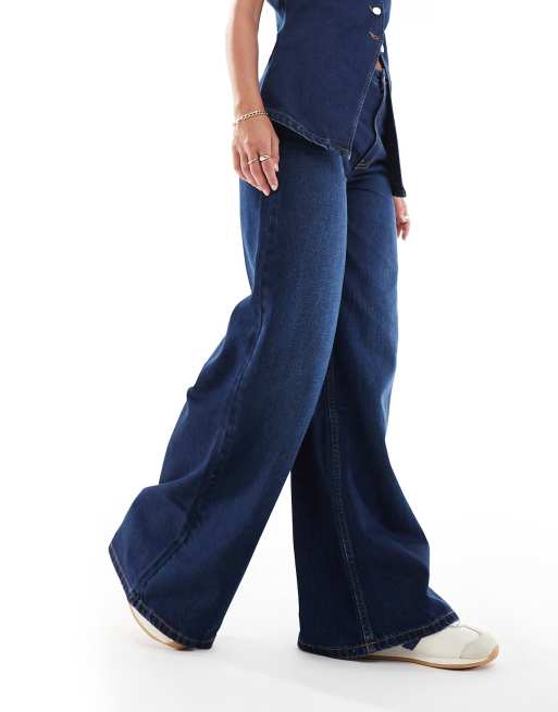ASOS DESIGN wide leg jean in rinse wash - NAVY, 3 of 5