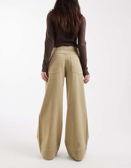 ASOS DESIGN wide leg jean in stone, 2 of 5