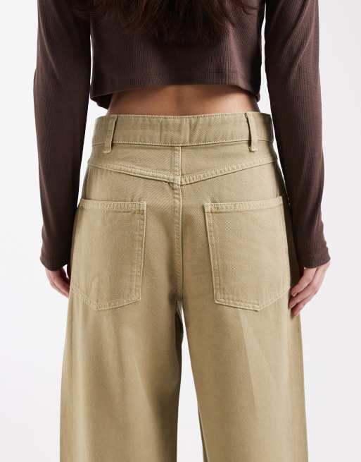 ASOS DESIGN wide leg jean in stone, 5 of 5