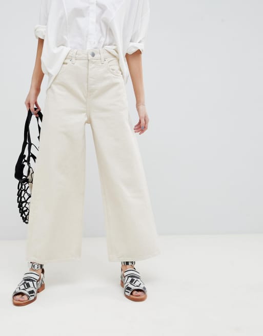 ASOS DESIGN wide leg jeans in bone white