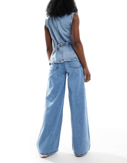 ASOS DESIGN wide leg jeans in clean blue