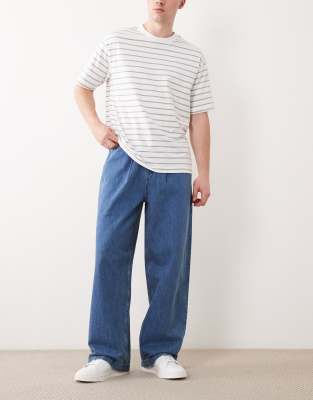 Asos Design Wide Leg Jeans In Blue