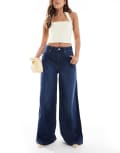 [ASOS DESIGN] ASOS DESIGN wide leg jeans in rinse-Navy W32 L30 Rinse