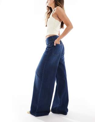 Asos Design Wide Leg Jeans In Blue