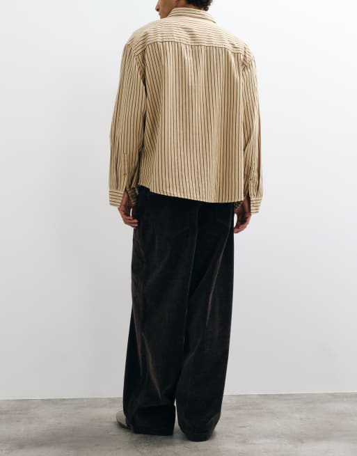 ASOS DESIGN wide leg jeans in soft brown with pleat, 3 of 10
