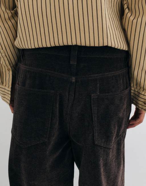 ASOS DESIGN wide leg jeans in soft brown with pleat, 5 of 10